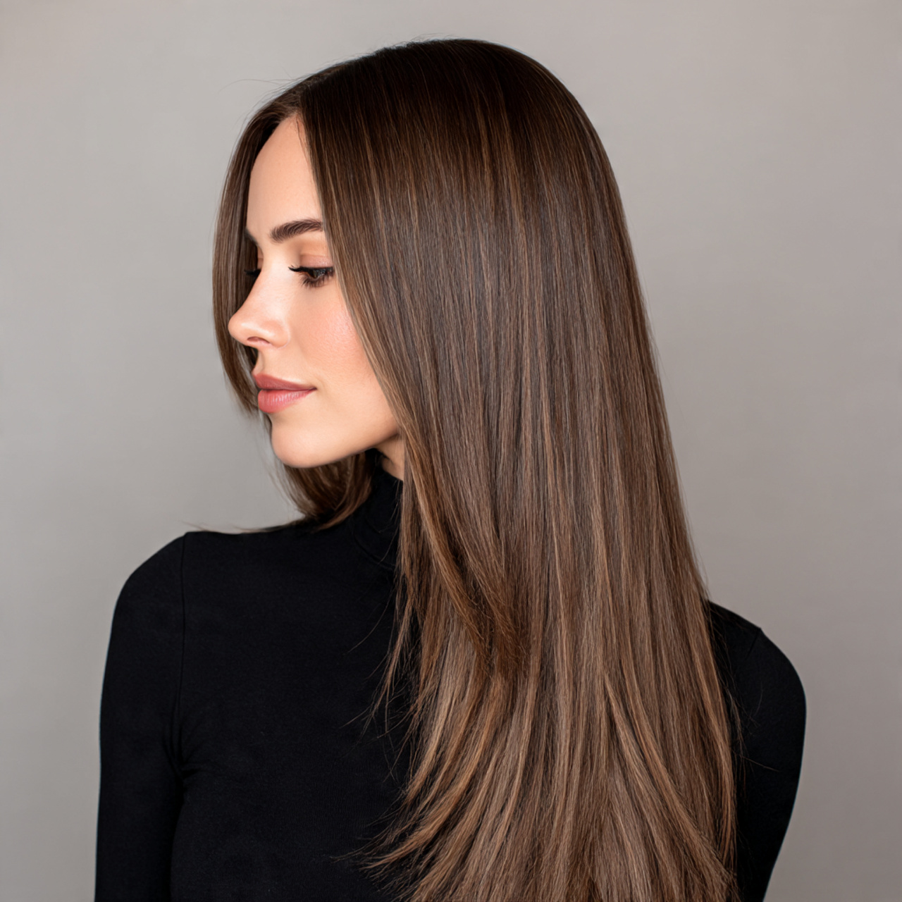 27 Soft Brown Hair Color Ideas: The Ultimate Guide 4 a clean minimalistic portrait showcasing subtle ash