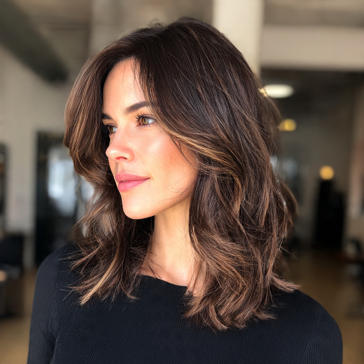 Dark Chocolate Brown Hair: 25 Stunning Ideas to Transform Your Look Instantly 11 a shoulder length hairstyle featuring dark chocolate brown