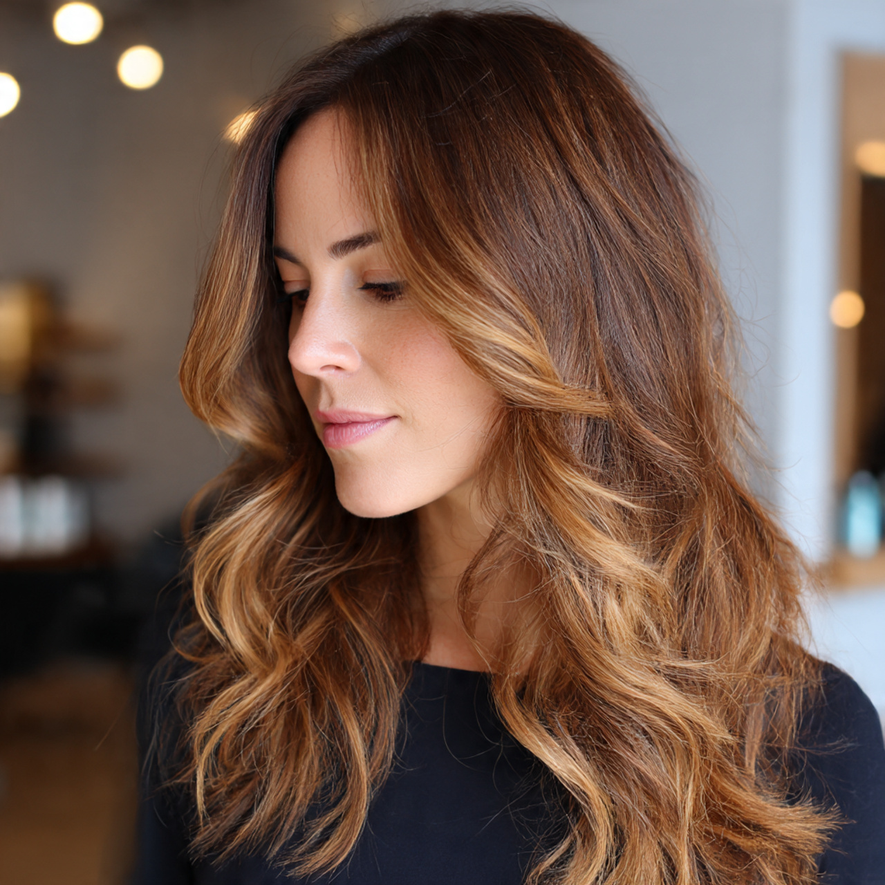 Warm Caramel Balayage: The Glossy Hair Trend Everyone’s Falling For 3 brown haired woman with medium length hair featuring warm 1