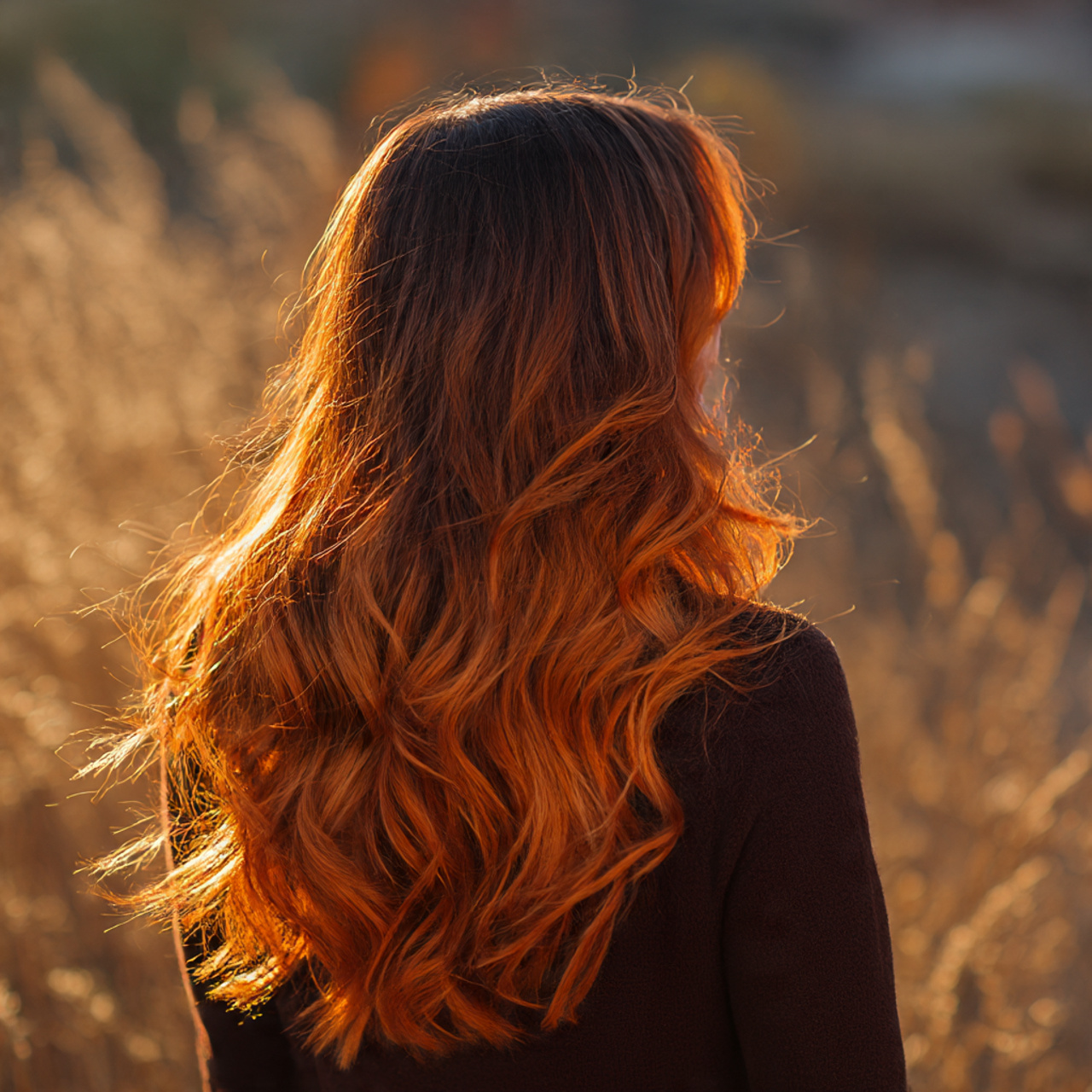 Unleash Your Power: 25 Bold Ideas for Brown Ginger Hair Transformations 21 long brown ginger hair with bright sun dipped