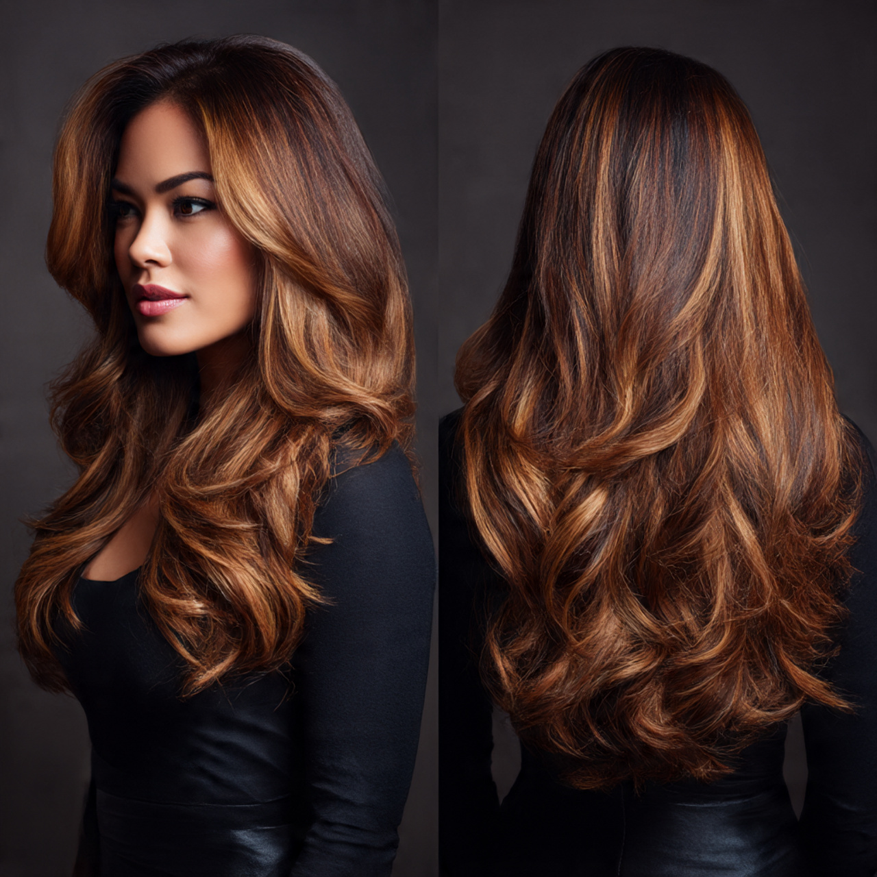 Warm Caramel Balayage: The Glossy Hair Trend Everyone’s Falling For 23 long hair with bold multi tonal warm caramel