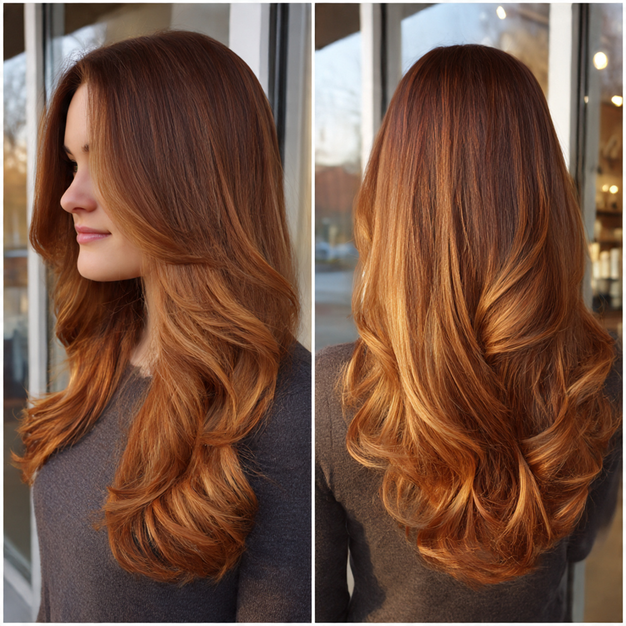 Unleash Your Power: 25 Bold Ideas for Brown Ginger Hair Transformations 6 long silky brown ginger hair transitioning softly