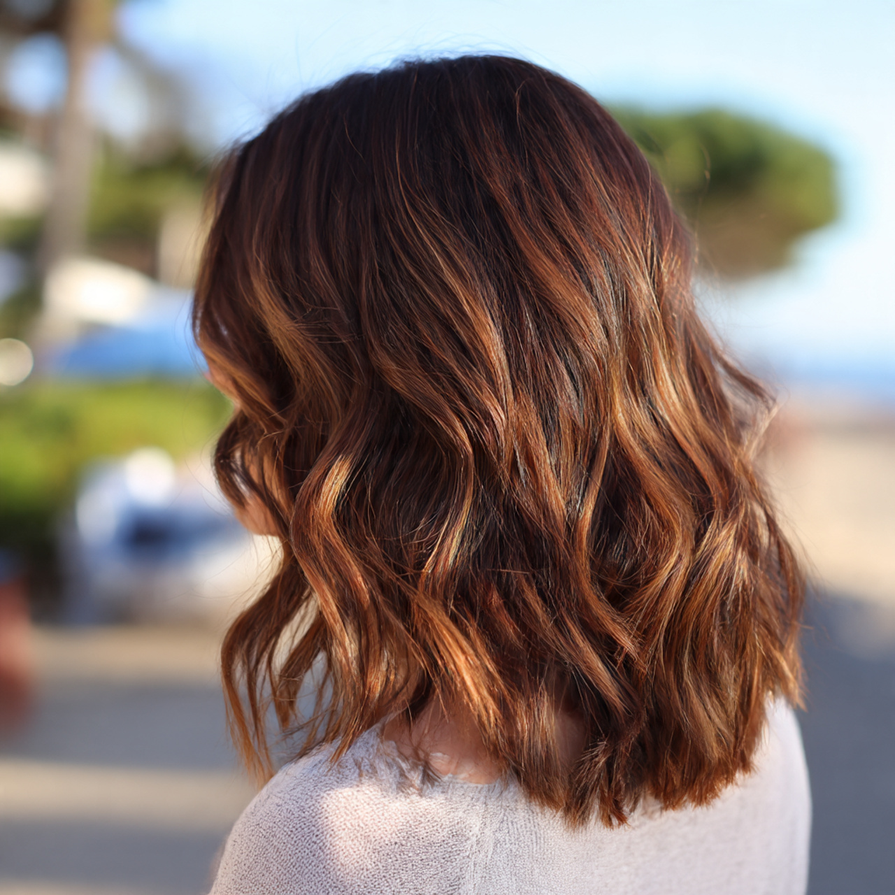 24+ Summer Hair Color for Brunettes You’ll Love 22 medium length brunette hair with sunlit copper highlights 1