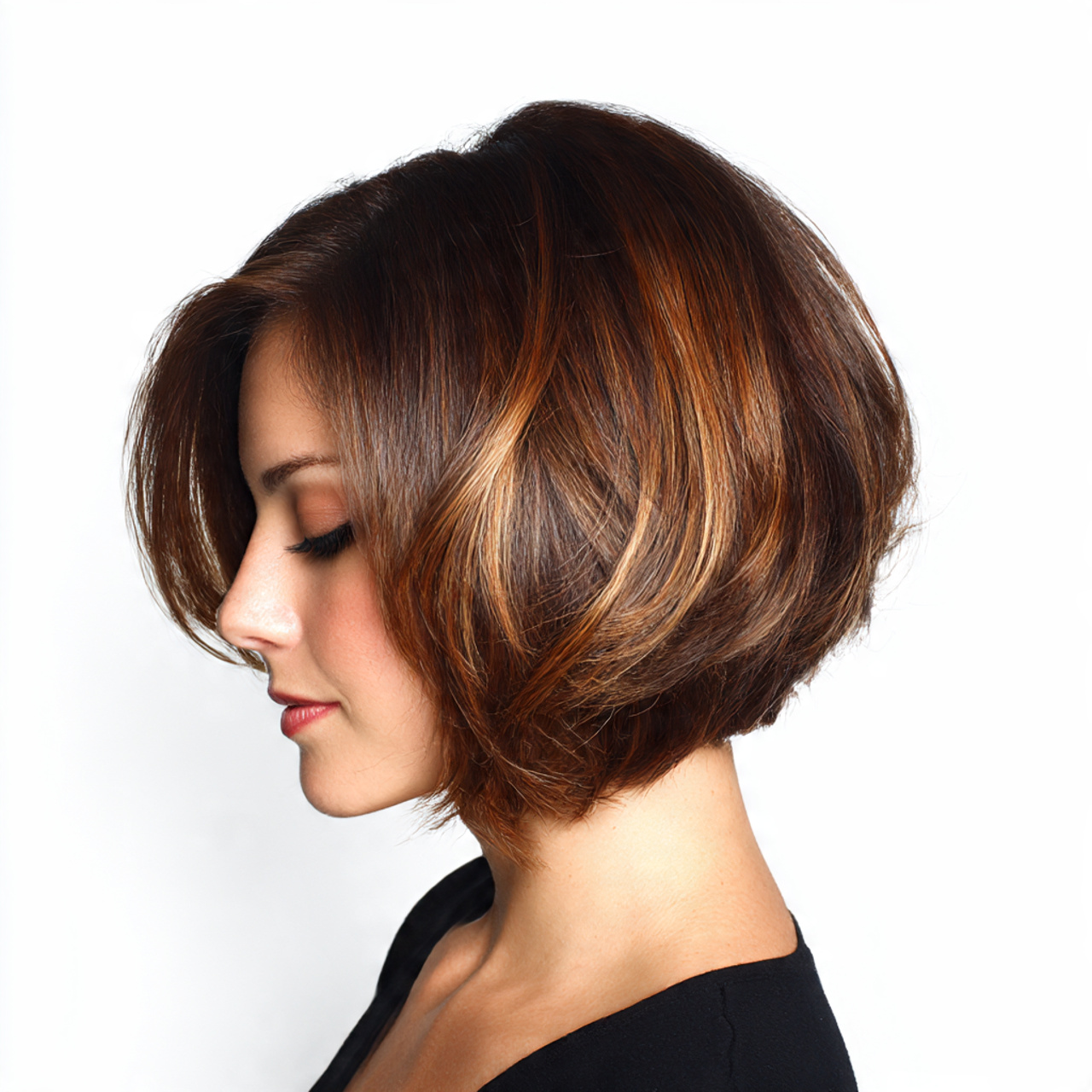 25 Must-Try Summer Hair Colors for Short Hair This Season 22 short bob hairstyle with chocolate caramel tones 1