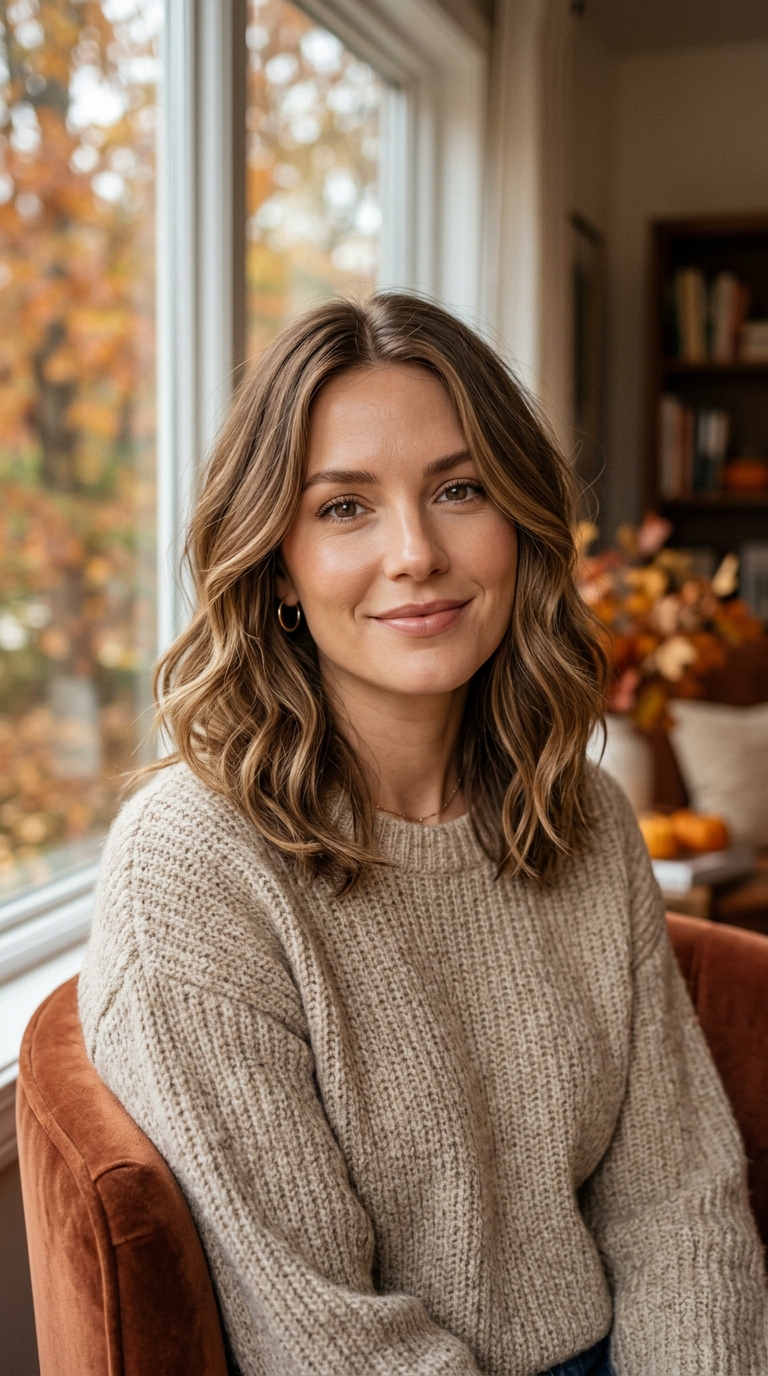 Fall Haircut for Square Face Medium Length: 8 Flattering Ideas 7 Medium-length soft butterfly layers with face-framing pieces for a square face shape.