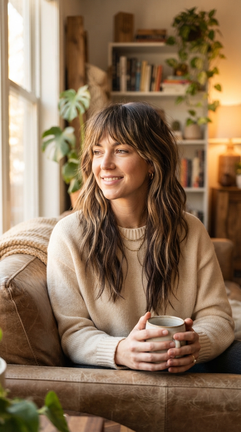 Long Brown Hair With Highlights Wolf Cut: 8 Ideas That Work 9 8 2