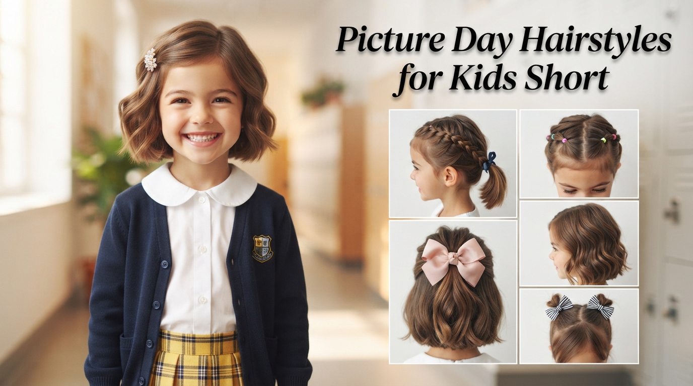 8 Picture Day Hairstyles for Kids Short and Cute 11 Short kids hairstyle with a cute side clip for picture day