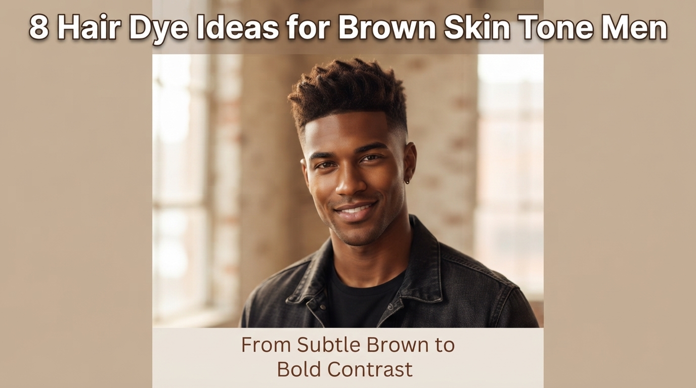 Man with brown skin tone showing hair dye color ideas, dark espresso brown and copper fade hairstyle for men