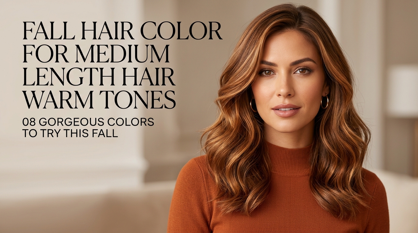 Fall hair color for medium length hair warm tones featuring 8 warm caramel, cinnamon, copper, honey, chocolate, and golden color ideas.