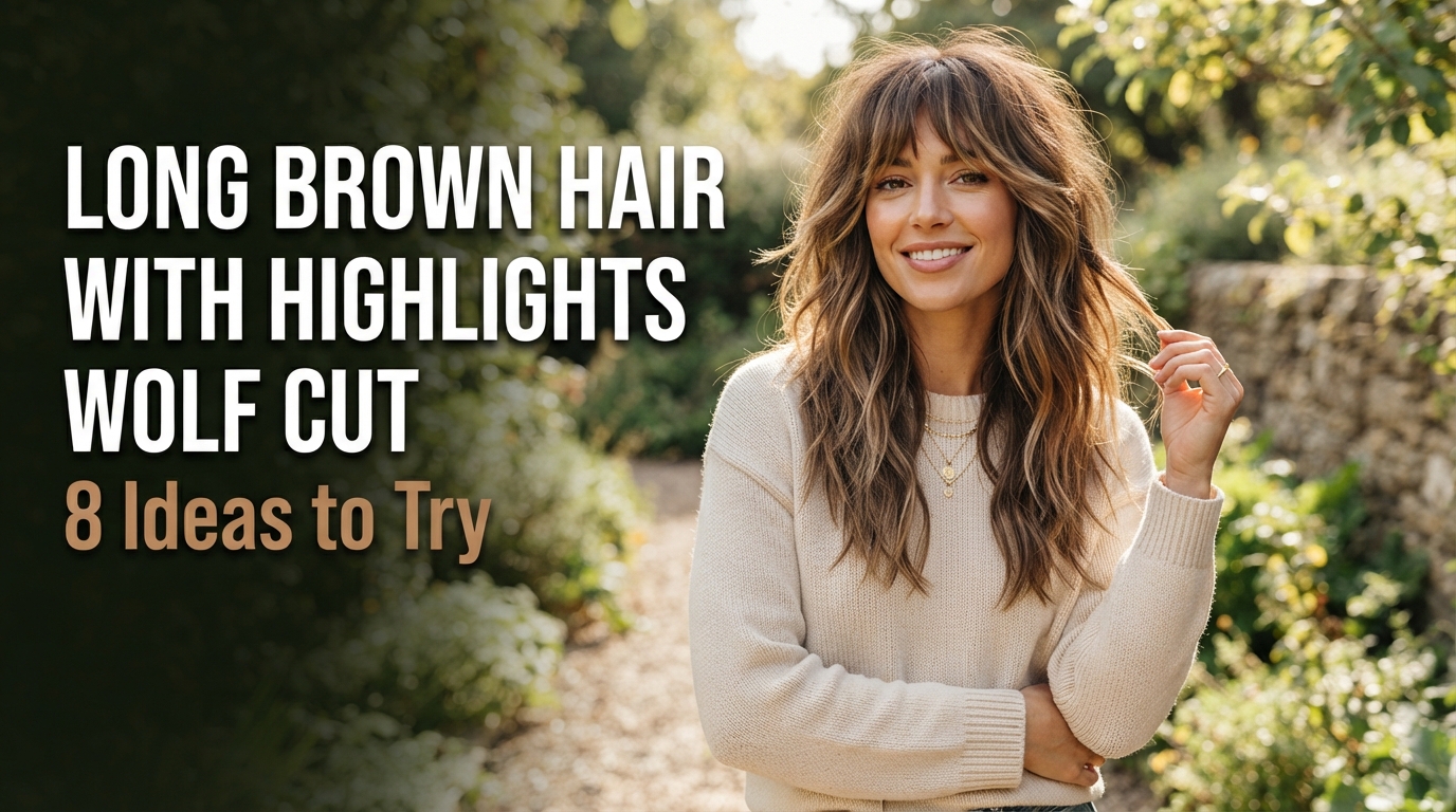Long Brown Hair With Highlights Wolf Cut: 8 Ideas That Work 1 Long brown hair with highlights wolf cut, balayage and caramel highlight ideas for shaggy layered hairstyle