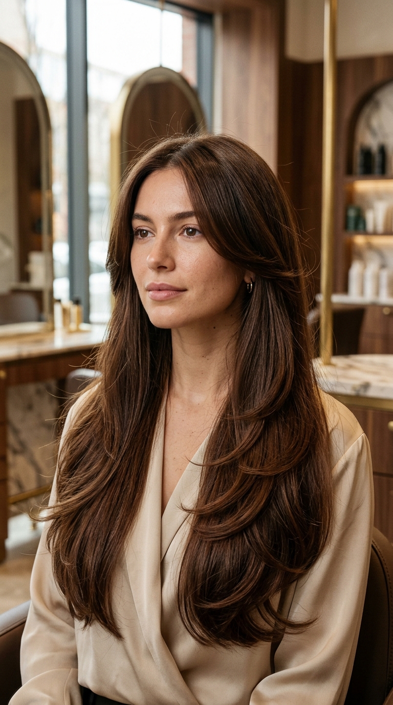 10 Face Framing Layers Long Hair to Try Now 3 2. Center Part Curtain Layers