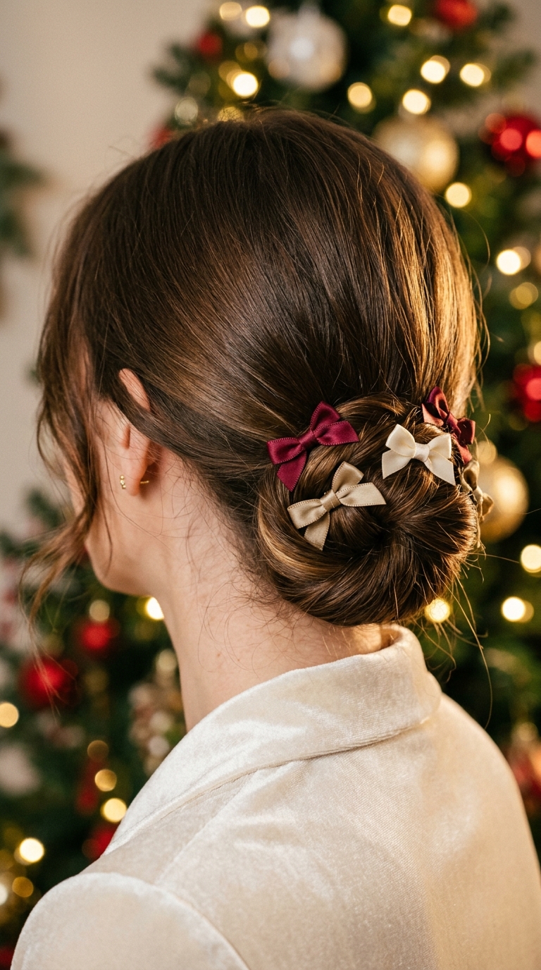 10 Christmas Party Updos for a Beautiful Holiday Look 9 Brunette hair low knot updo 20261016004710 1