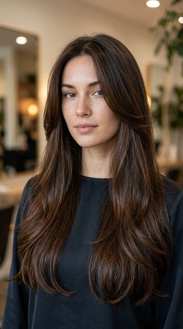 10 Heart Shaped Face Haircut Ideas for 2026 4 Brunette woman hair editorial 20261009171852