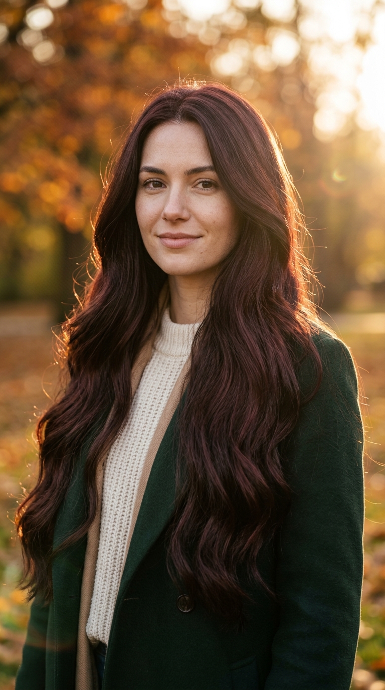 10 Fall Long Hair Ideas That Add Shape, Shine, and Warmth 10 Cherry Cola Long Hair