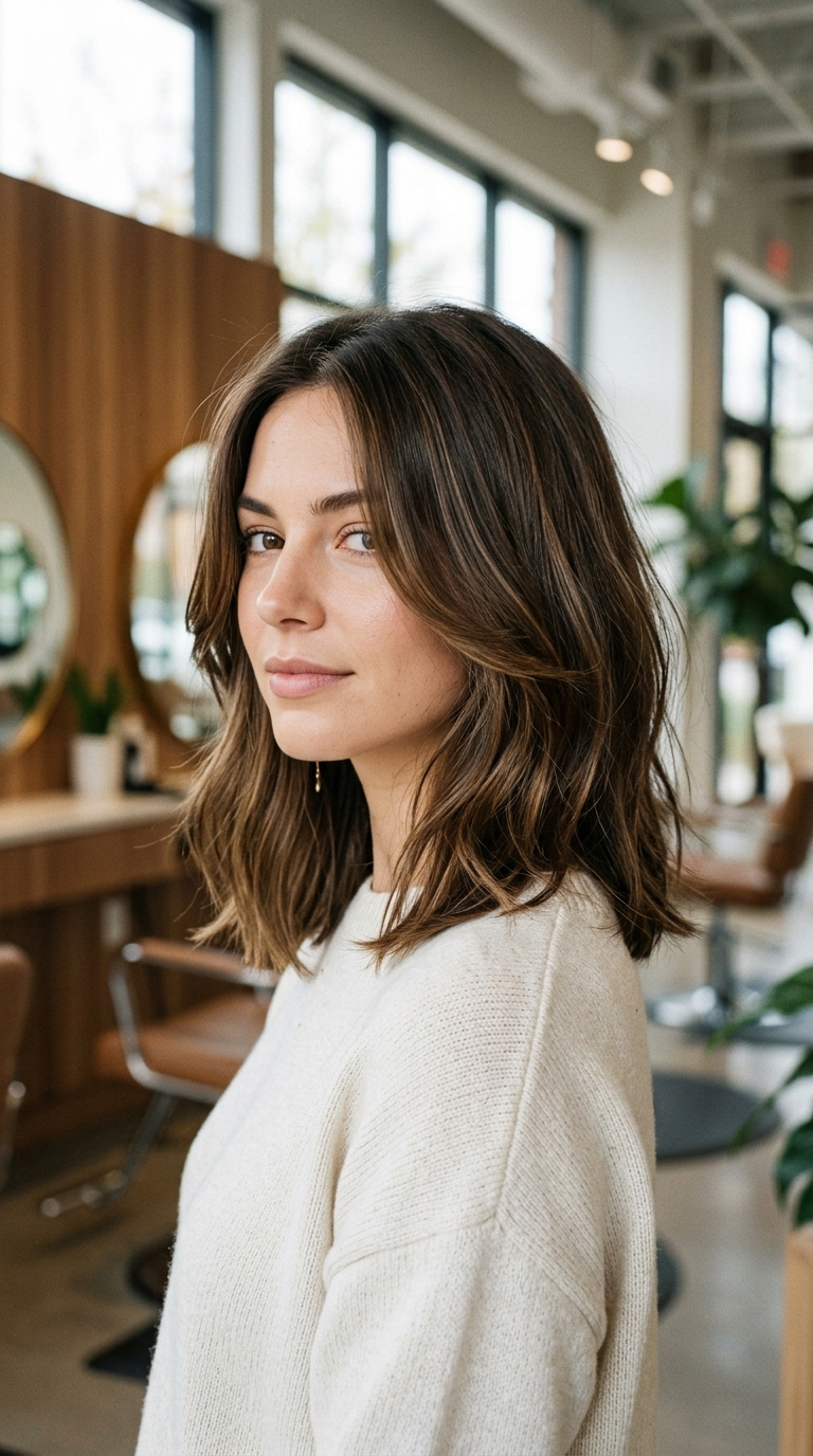 Fall Medium Haircuts: 10 Trendy Styles to Try in 2026 2 Collarbone Lob With Face Framing Pieces