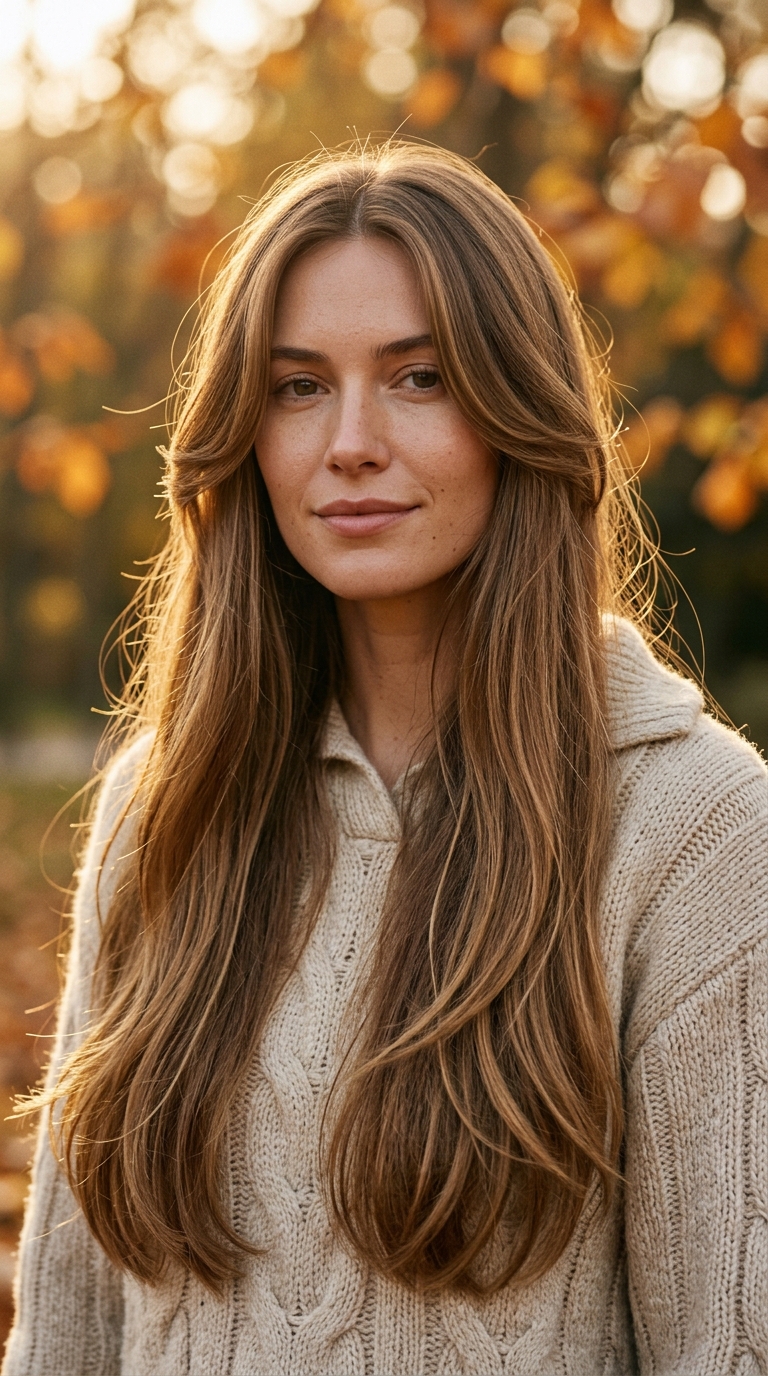 10 Fall Long Hair Ideas That Add Shape, Shine, and Warmth 2 Face Framing Curtain Layers