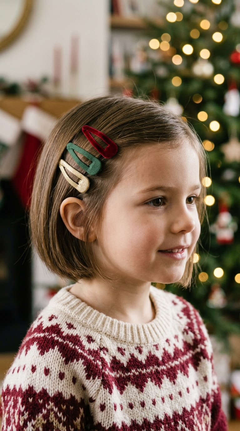 10 Christmas Hairstyles for Kids That Are Easy and Cute 11 Line Up Snap Clips on Short Hair