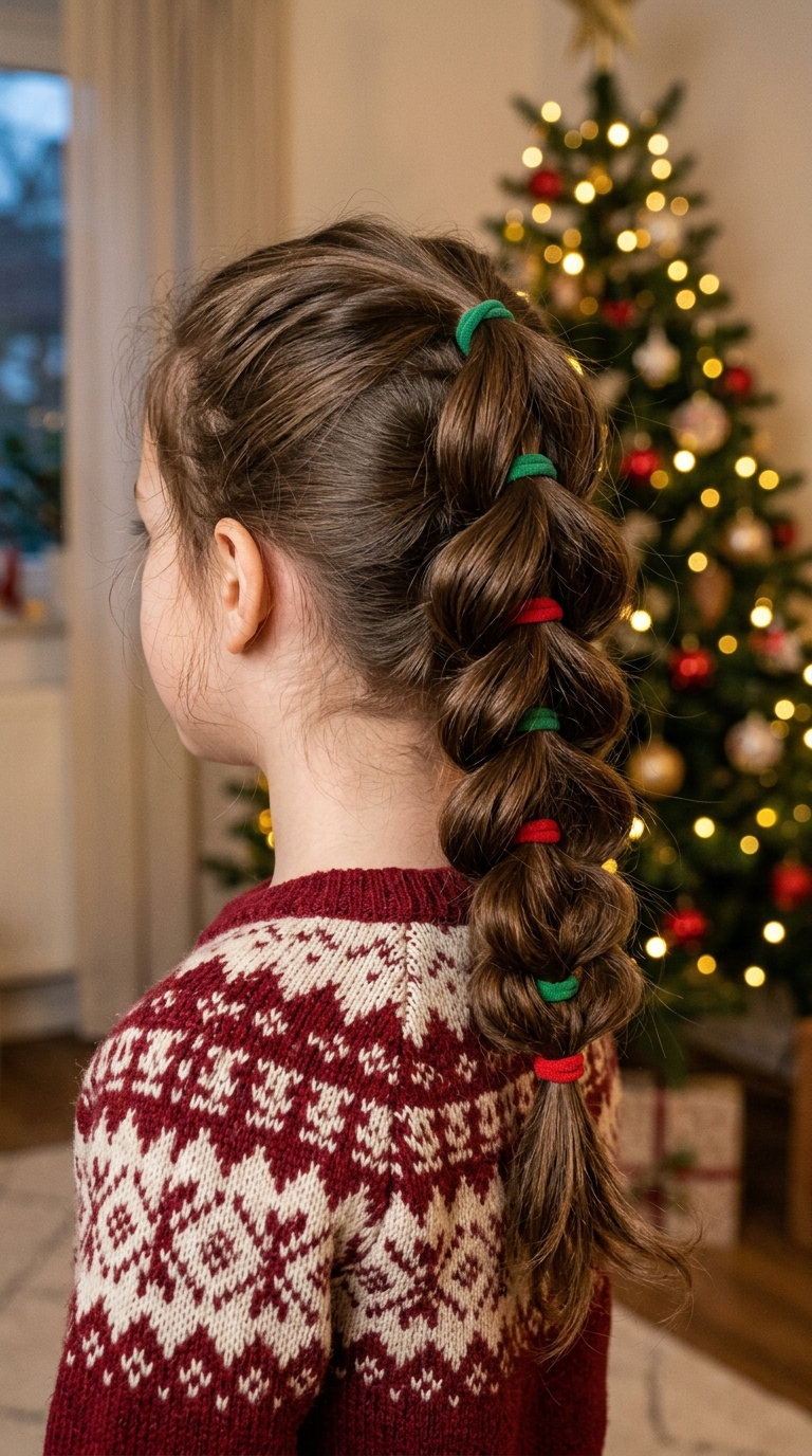 10 Christmas Hairstyles for Kids That Are Easy and Cute 8 Fake a Braid With a Pull Through Ponytail