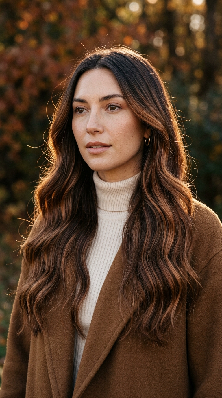10 Fall Long Hair Ideas That Add Shape, Shine, and Warmth 3 Soft Copper Balayage
