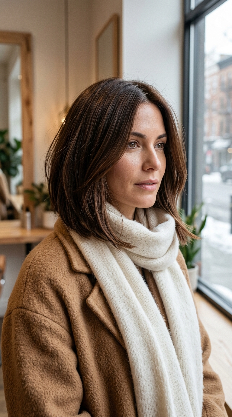 10 Winter Haircuts for Women That Are Easy to Style 2 Stylish woman wearing winter coat 20261013190441