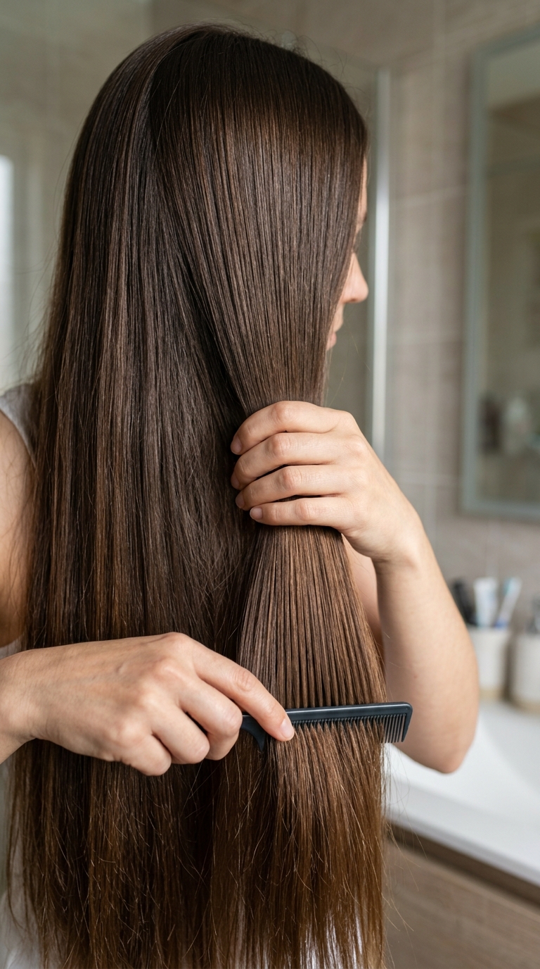 Woman combing long hair 20261009170818