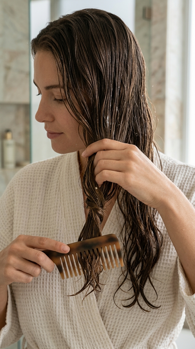 Best Detangling Brush Long Hair: 10 Types to Try 3 Woman detangling damp hair 20261009172317