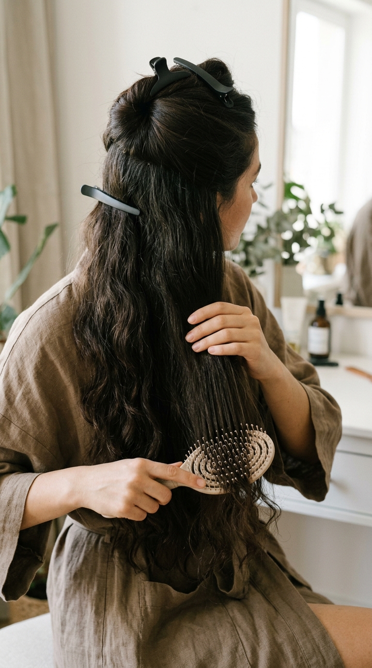 Best Detangling Brush Long Hair: 10 Types to Try 7 Woman detangling thick brunette … 20261009172334