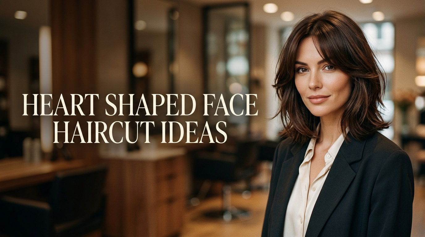 10 Heart Shaped Face Haircut Ideas for 2026 1 Heart shaped face haircut ideas featuring a flattering brunette cut with soft side-swept bangs and face-framing layers