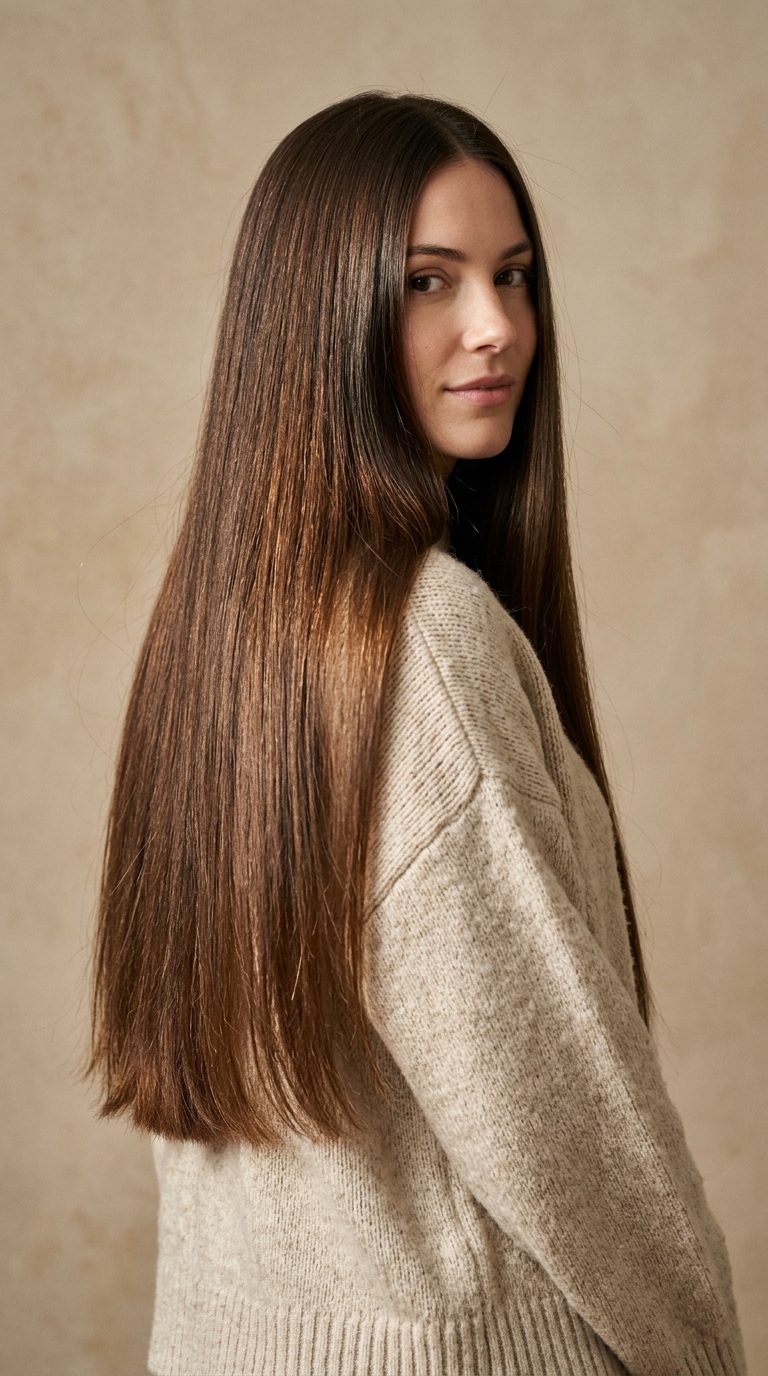 10 Winter Haircuts for Women That Are Easy to Style 10 Woman modeling long brunette hair 20261013190500