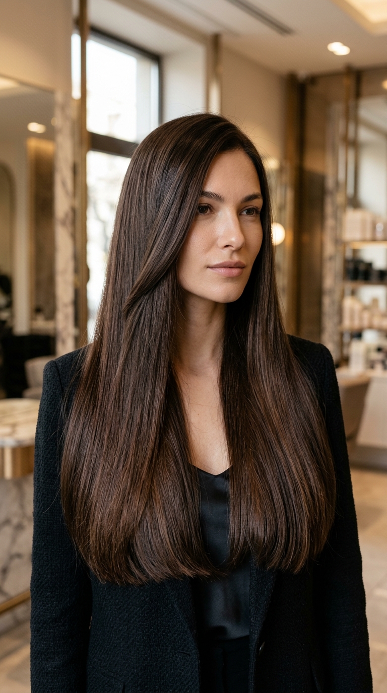 10 Heart Shaped Face Haircut Ideas for 2026 10 Woman posing with long hair 20261009171942