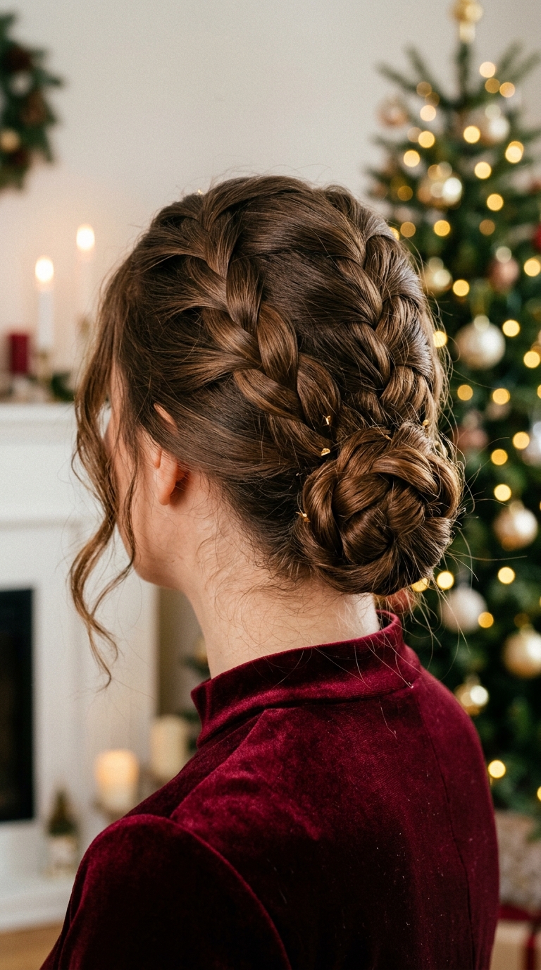 10 Christmas Braids to Try This Season (Easy to Fancy) 4 French Braid Into a Low Bun