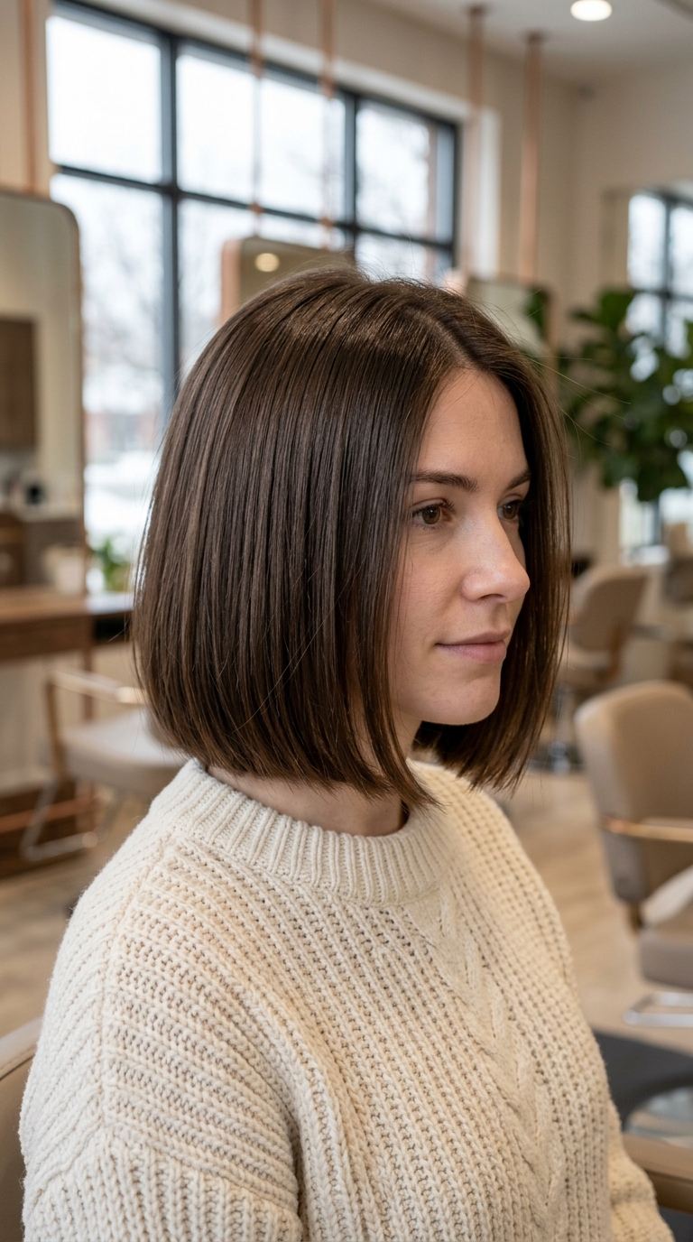 10 Winter Haircuts for Thin Hair That Look Fuller 2 Blunt Chin-Length Bob