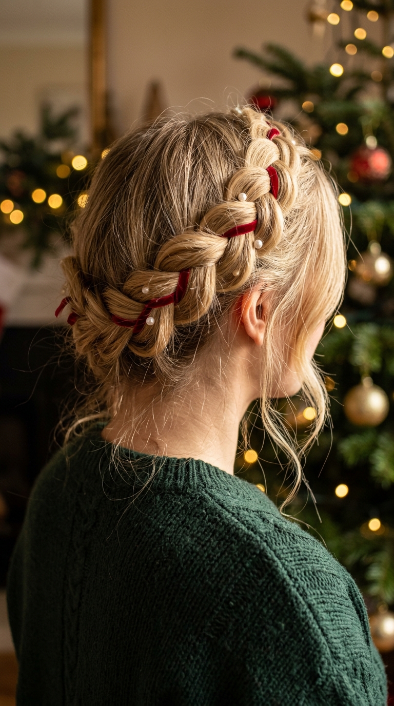 10 Christmas Braids to Try This Season (Easy to Fancy) 2 Dutch Braid Crown