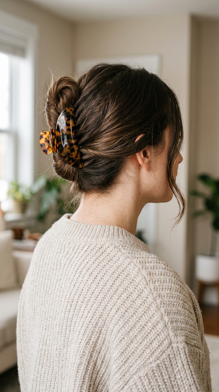 Woman wearing claw clip hairstyle 20261015234548