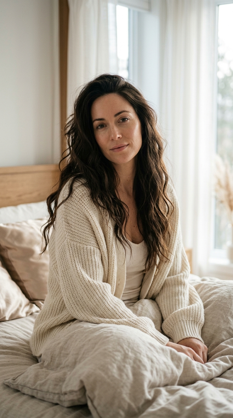Cozy Winter Braids: 10 Beautiful Cold-Weather Styles 9 Woman wearing cream knitted card… 20261013214640