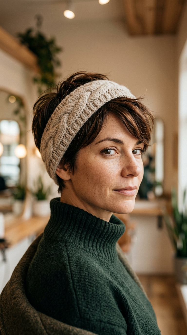 10 Winter Haircuts for Women That Are Easy to Style 6 Woman wearing knitted winter hea… 20261013190452