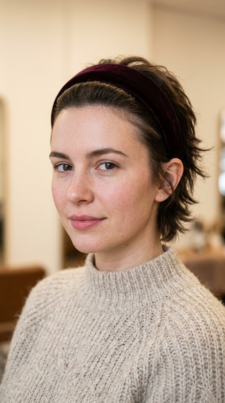Woman wearing velvet headband 20261013190028