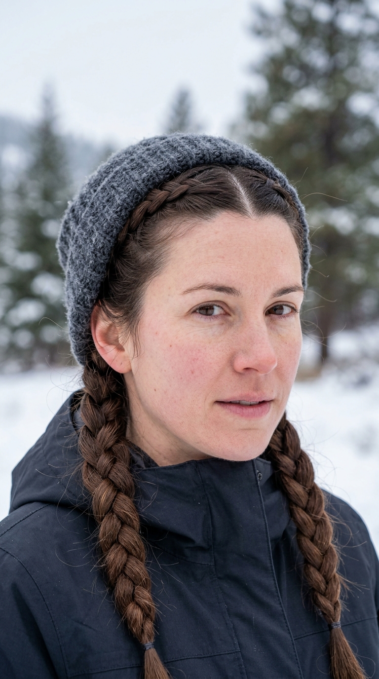 Cozy Winter Braids: 10 Beautiful Cold-Weather Styles 4 Woman wearing winter beanie and 20261013214629