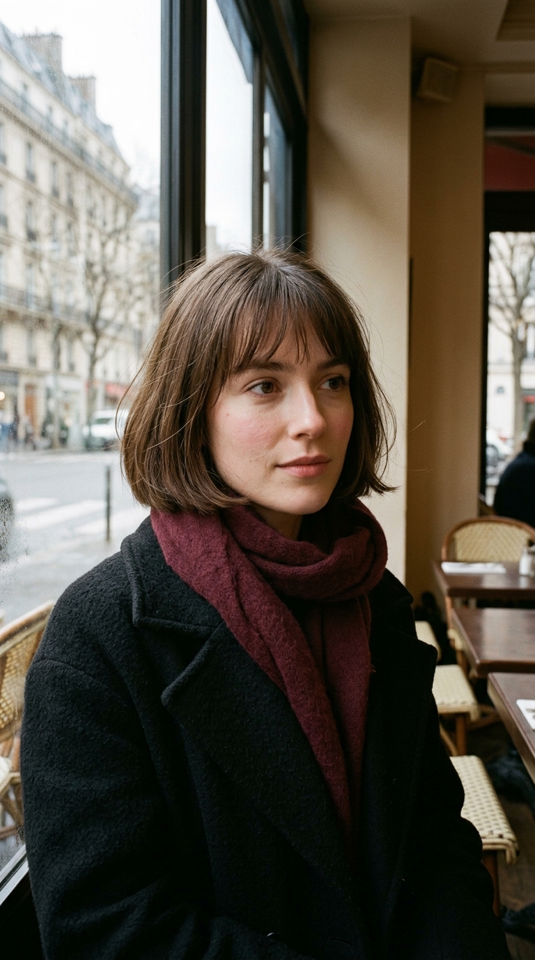 10 Winter Haircuts for Thin Hair That Look Fuller 7 French Bob with Wispy Bangs