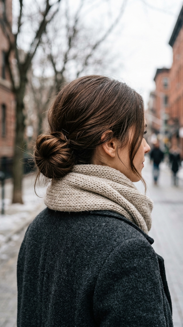Low Bun That Fits Under a Scarf