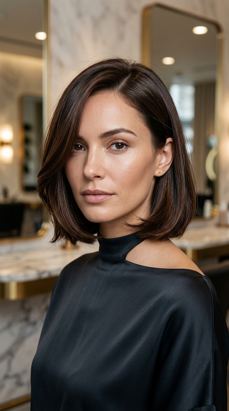 10 Heart Shaped Face Haircut Ideas for 2026 3 Woman with brunette bob 20261009171837 2