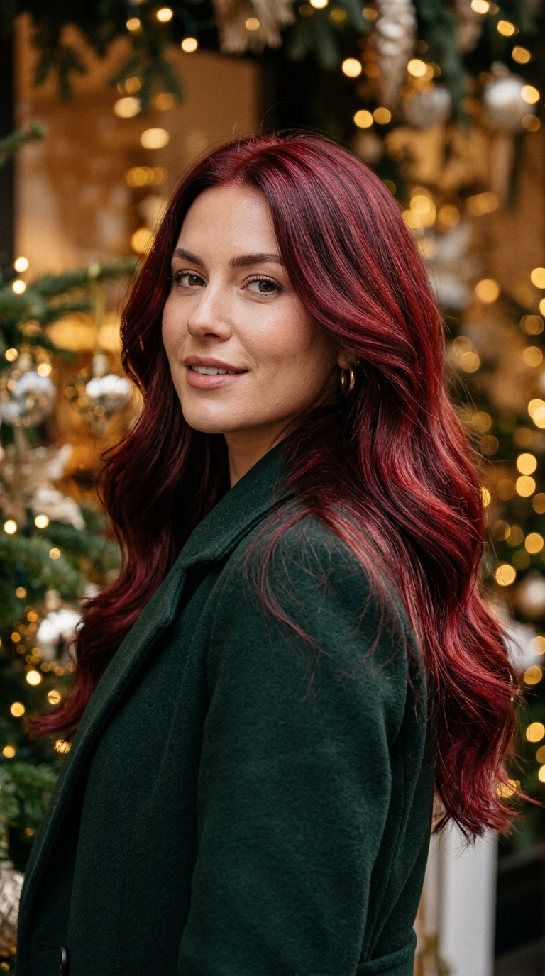 Christmas Hair Color Ideas: Cherry Red, Burgundy and More 2 Cherry Red Hair Color