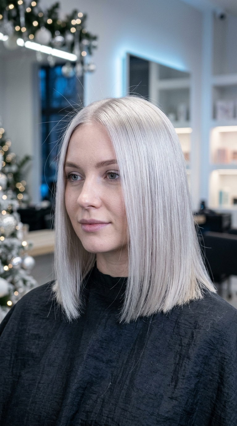 Christmas Hair Color Ideas: Cherry Red, Burgundy and More 9 Icy Platinum Blonde